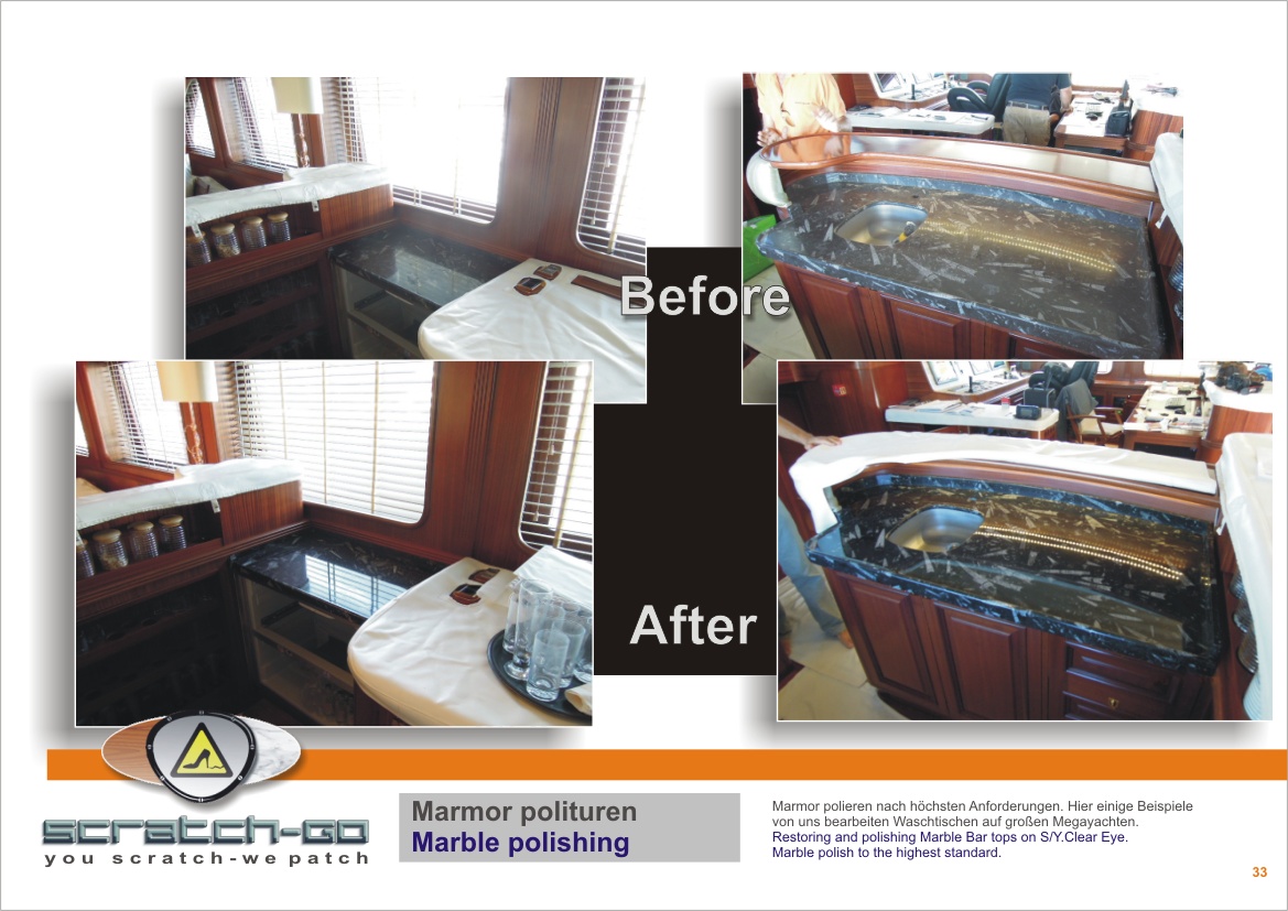 Marble workdesk polishing